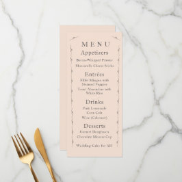 Menu Mariage rose Champagne Simple Catholique