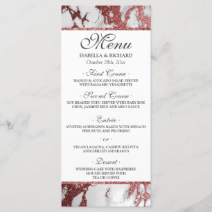 Menu Mariage rose élégant moderne de marbre d'or