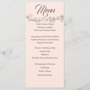 Menu Mariage rose et gris
