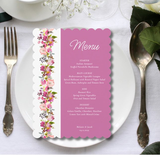 Menu mariage Rose Floral (Créateur téléchargé)