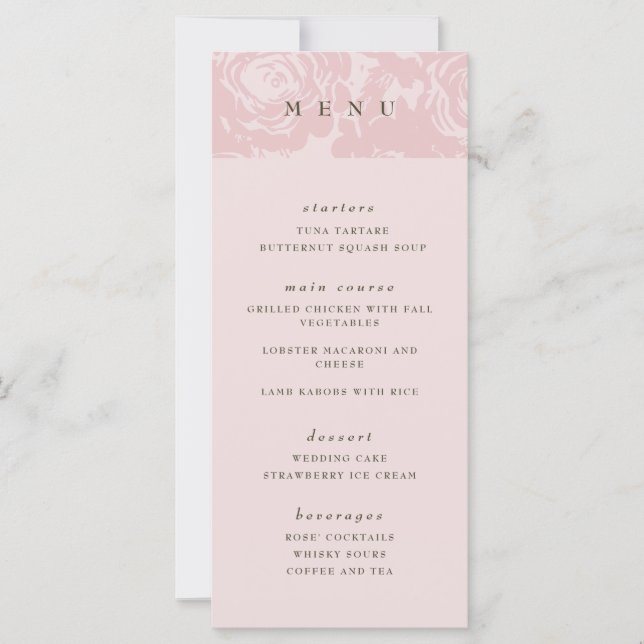 Menu Mariage rose Gold Bloom (Devant)