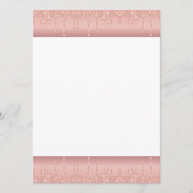 Menu mariage Rose Gold Blush Parties scintillant D (Devant)