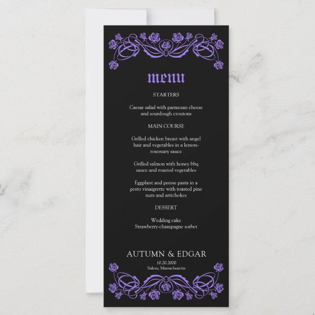 Menu Mariage Rose gothique (Devant)
