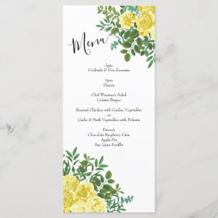 Menu Mariage rose jaune vintage