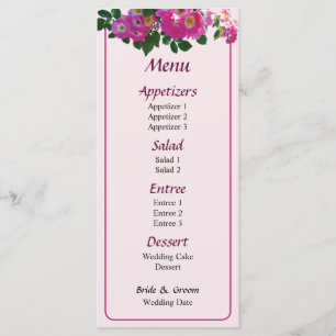 Menu Mariage Rose rose Rambler