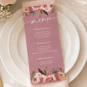 Menu Mariage Rose Sauvage Chic Fleurie