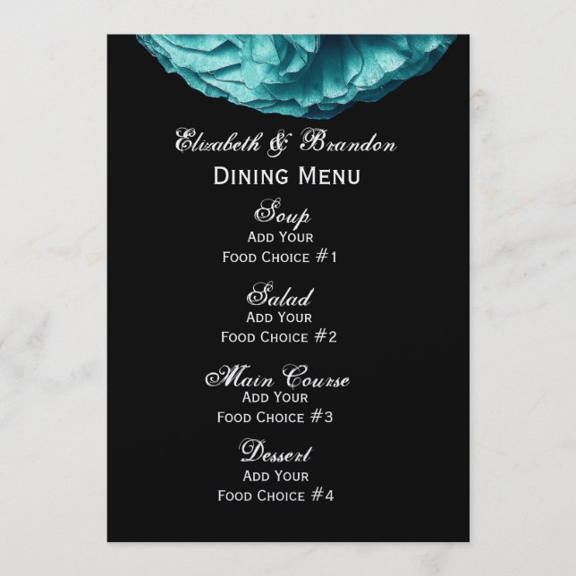 Menu Mariage Rose turquoise (Devant)