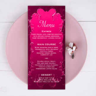 Menu Mariage rose vintage et romantique