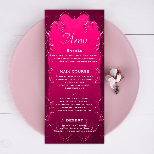 Menu Mariage rose vintage et romantique (Créateur téléchargé)
