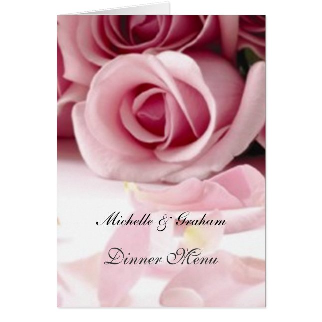 Menu mariage Roses roses (Devant)
