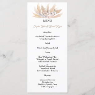 Menu Mariage Roses Rouges Orchidée Blanche Herbe des Pa