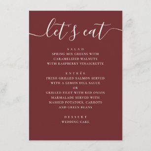 Menu Mariage Rouge Vin Profond   Soirée Romantique Mode