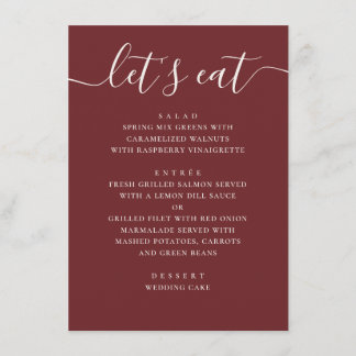 Menu Mariage Rouge Vin Profond | Soirée Romantique Mode