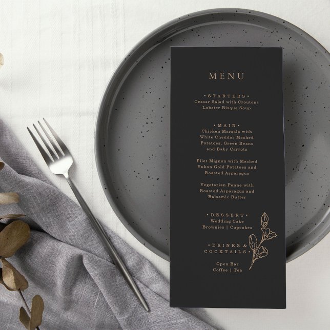 Menu Mariage Royal Noir Simple Minimaliste (Créateur téléchargé)