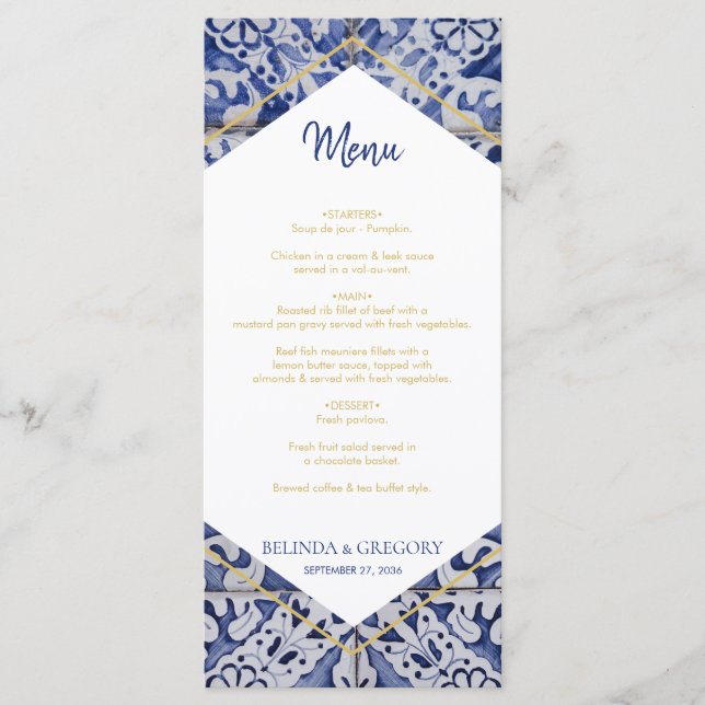 Menu Mariage Russe Portugais Carreaux (Devant)