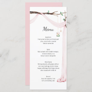 Menu Mariage Rustic Pink Drape Tree Branch