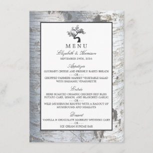 Menu Mariage Rustic Silver Birch Tree