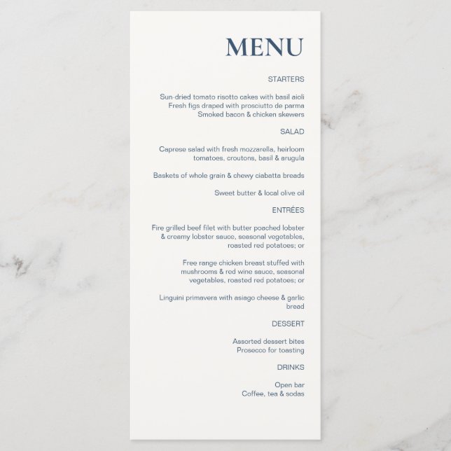 Menu Mariage rustique chic gris ardoise (Devant)