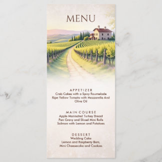Menu Mariage rustique dans un vignoble romantique
