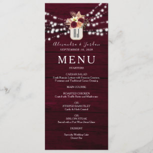Menu Mariage Rustique de Bourgogne en Bois