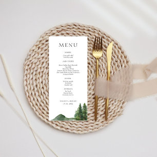 Menu Mariage Rustique de la forêt de montagne de bois