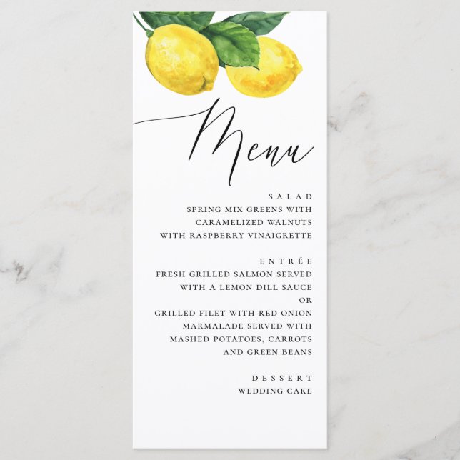 Menu Mariage rustique Lemon Grove | Verger d'été de Cit (Devant)