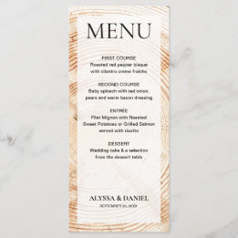 Menu Mariage rustique simple écorce bois sur arbre pers