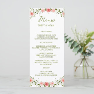 Menu Mariage rustique vintage avec arche florale rose t