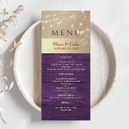 Menu Mariage rustique violet et or
