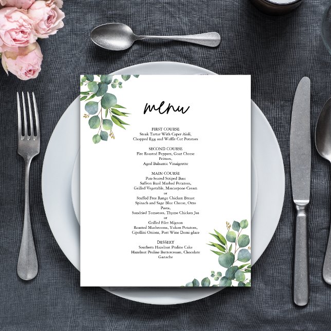 Menu Mariage Sage Eucalyptus Woodland (Créateur téléchargé)