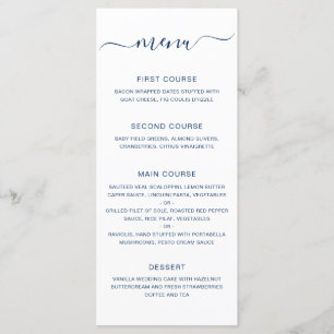 Menu Mariage Simple Élégant Bleu Nuit