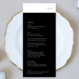 Menu Mariage simple et moderne en bande noire
