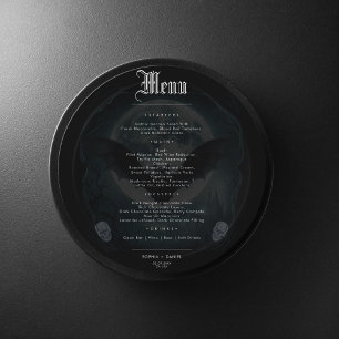 Menu Mariage sombre élégant gothique crânes chauves-sou