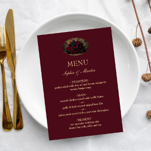 Menu Mariage sur mesure avec photo de romance gothique