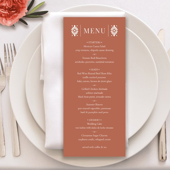 Menu Mariage Terra Cotta mexicain (Mexican Terra Cotta Wedding Menu)