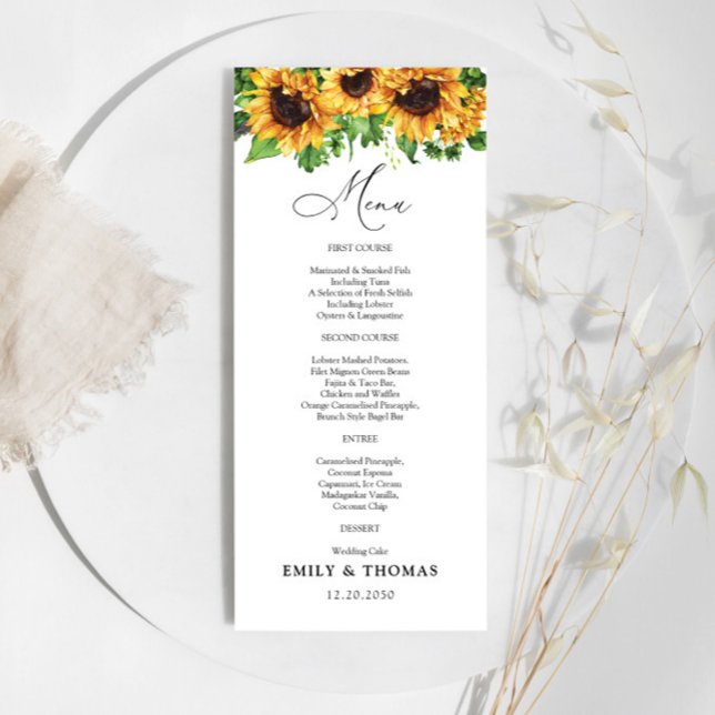 Menu Mariage tournesol (Créateur téléchargé)