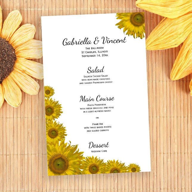 Menu Mariage Tournesol (Créateur téléchargé)