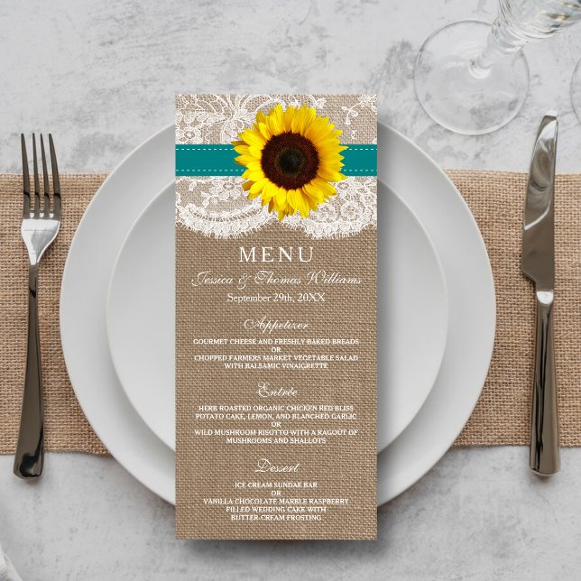 Menu Mariage Tournesol Rustique (Créateur téléchargé)