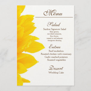 Menu Mariage Tournesol Rustique