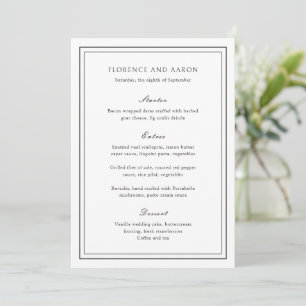 Menu Mariage traditionnel noir et blanc intemporel