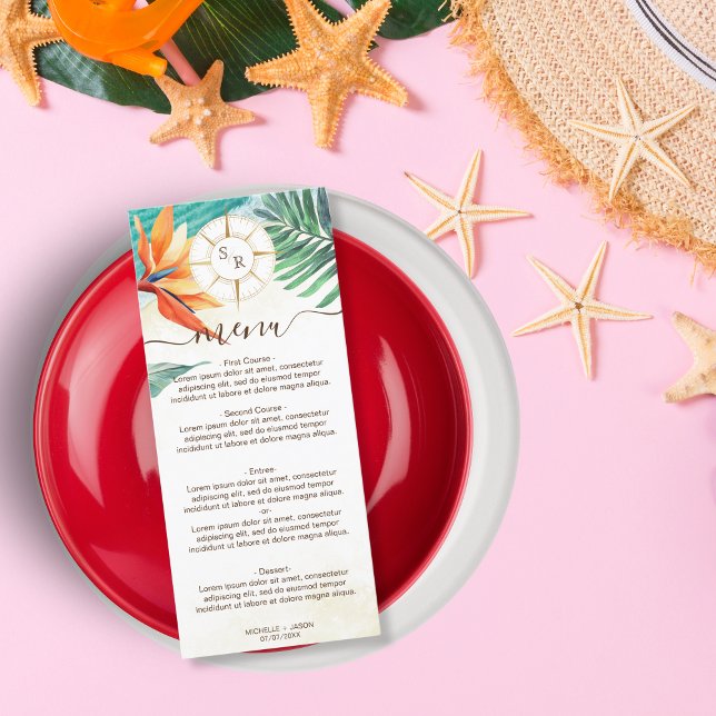 Menu Mariage Tropical Destination Gold Compass (Créateur téléchargé)