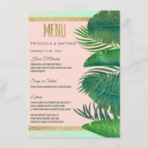 Menu Mariage tropical d'or de feuille de banane de