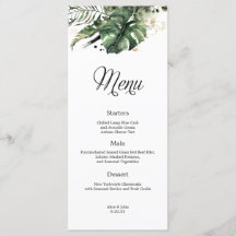 Menu Mariage Tropical Gold and Greenery