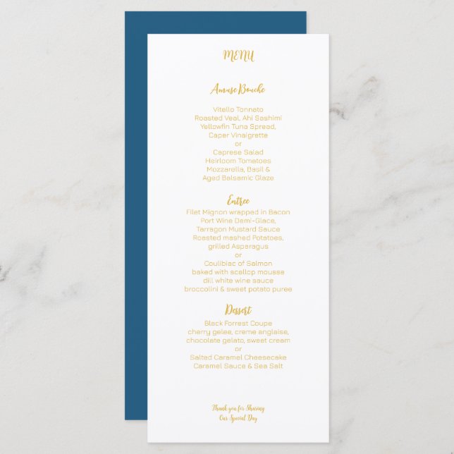 Menu Mariage Tropical Leaf Gold Palm Frond (Devant / Derrière)