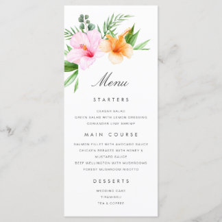Menu Mariage tropical Luau Floral Beach Palm