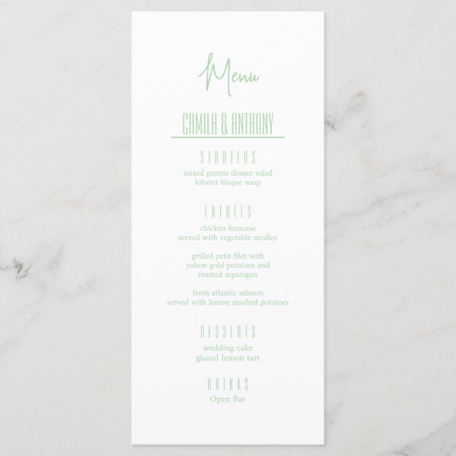 Menu Mariage turquoise (Devant)