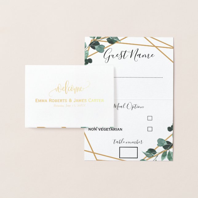 Menu Mariage verdoyant Choix Cartes de Place (Affichage)