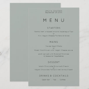 Menu Mariage vert à soie simple budget