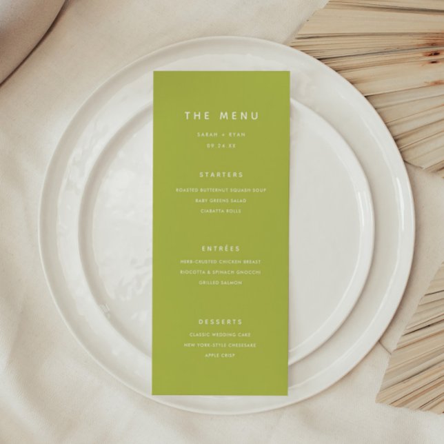 Menu Mariage Vert Citron Clair Moderne (Créateur téléchargé)
