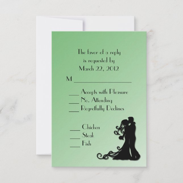 Menu Mariage vert classique Choix RSVP (Devant)